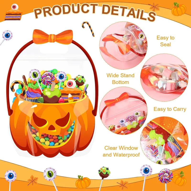 Spooktacular 12-Pack Halloween Treat Bags - Colorful Plastic Goodie Bags with Handles for Festive Gifting