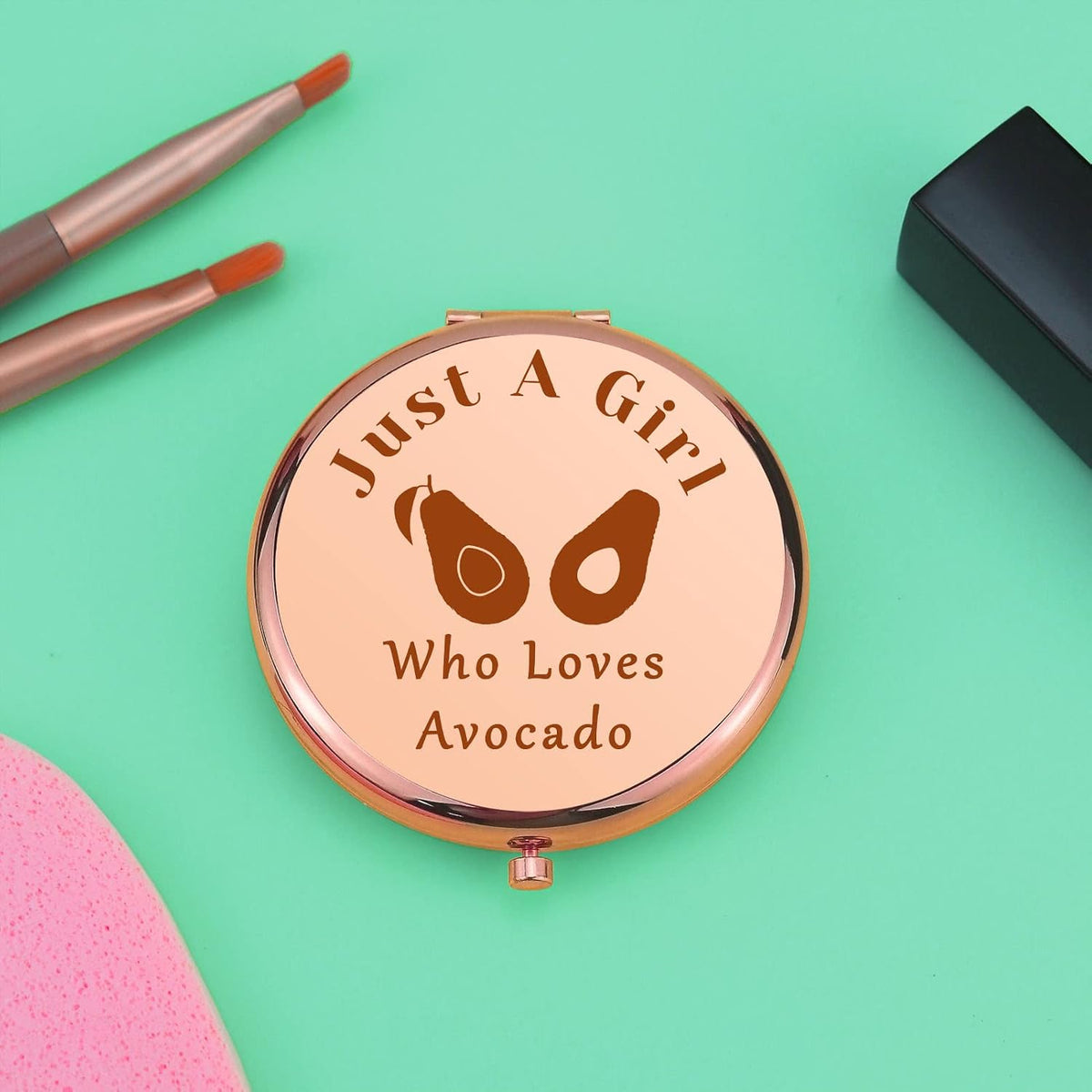 Charming Avocado-Themed Compact Makeup Mirror - Perfect Gift for Teen Girls and Fruit Lovers