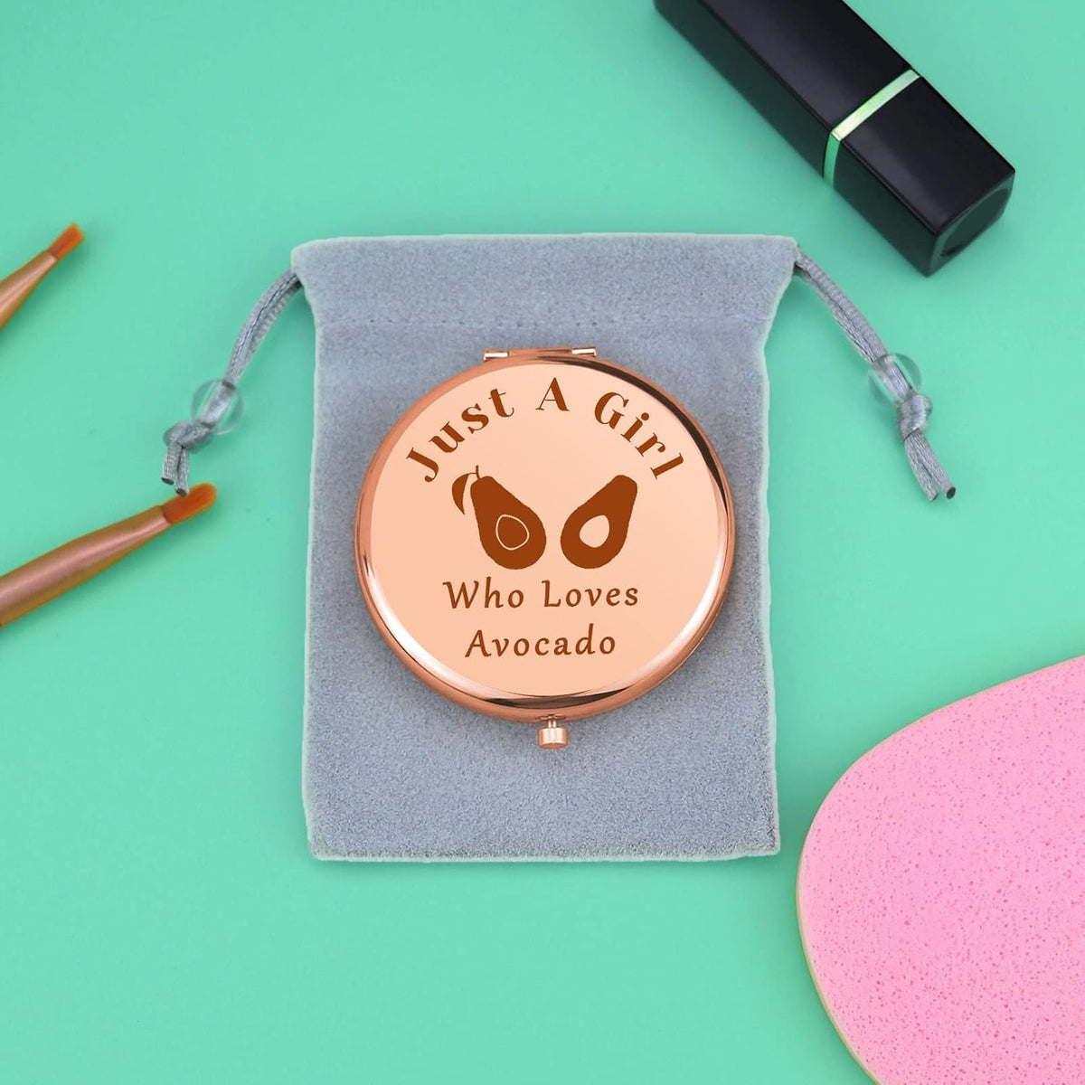 Charming Avocado-Themed Compact Makeup Mirror - Perfect Gift for Teen Girls and Fruit Lovers