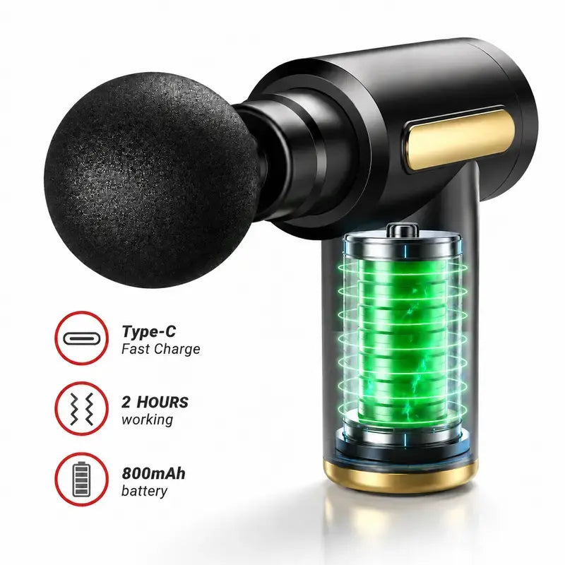 Multifunctional Massage Gun - Home Portable USB Rechargeable Adjustable Relaxing Massager, 6-Speed, 4 Replaceable Heads, Ultra-Quiet Brushless Motor, ABS Plastic, for Muscle Relief, Self Care Gadgets, Gift for Him/Boyfriend (Birthday/Cool Option)