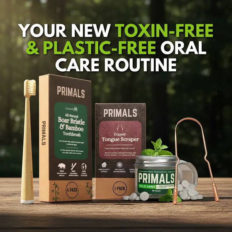 PRIMALS Copper Tongue Scraper - Fresher Breath & Improved Oral Health - Natural Ayurvedic Cleaner for Daily Detox - Rust-Resistant, Eco-Friendly with Travel Cloth Pouch Included (1 Count)